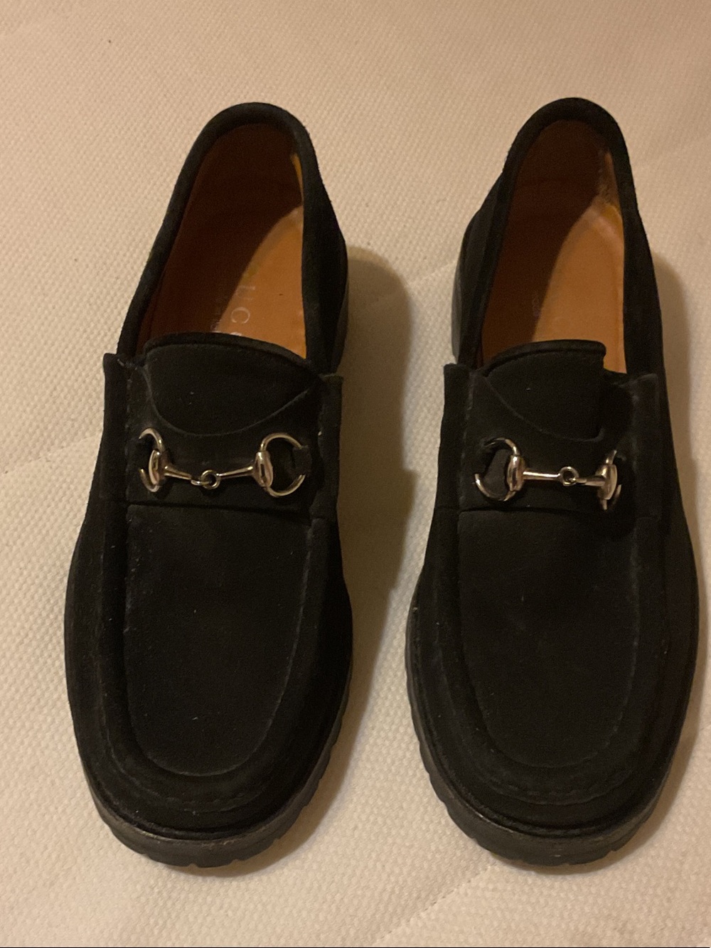Gucci Black Suede Horsebit Moccasin Loafers
